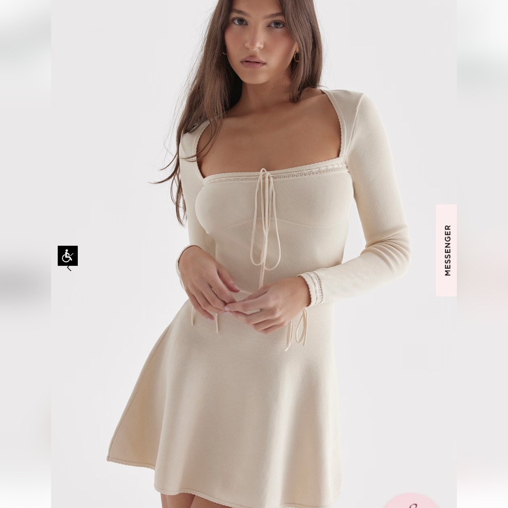 House of CB Caprice Cream Dainty Knit Mini Dress - Picture 12 of 16